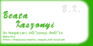 beata kaszonyi business card